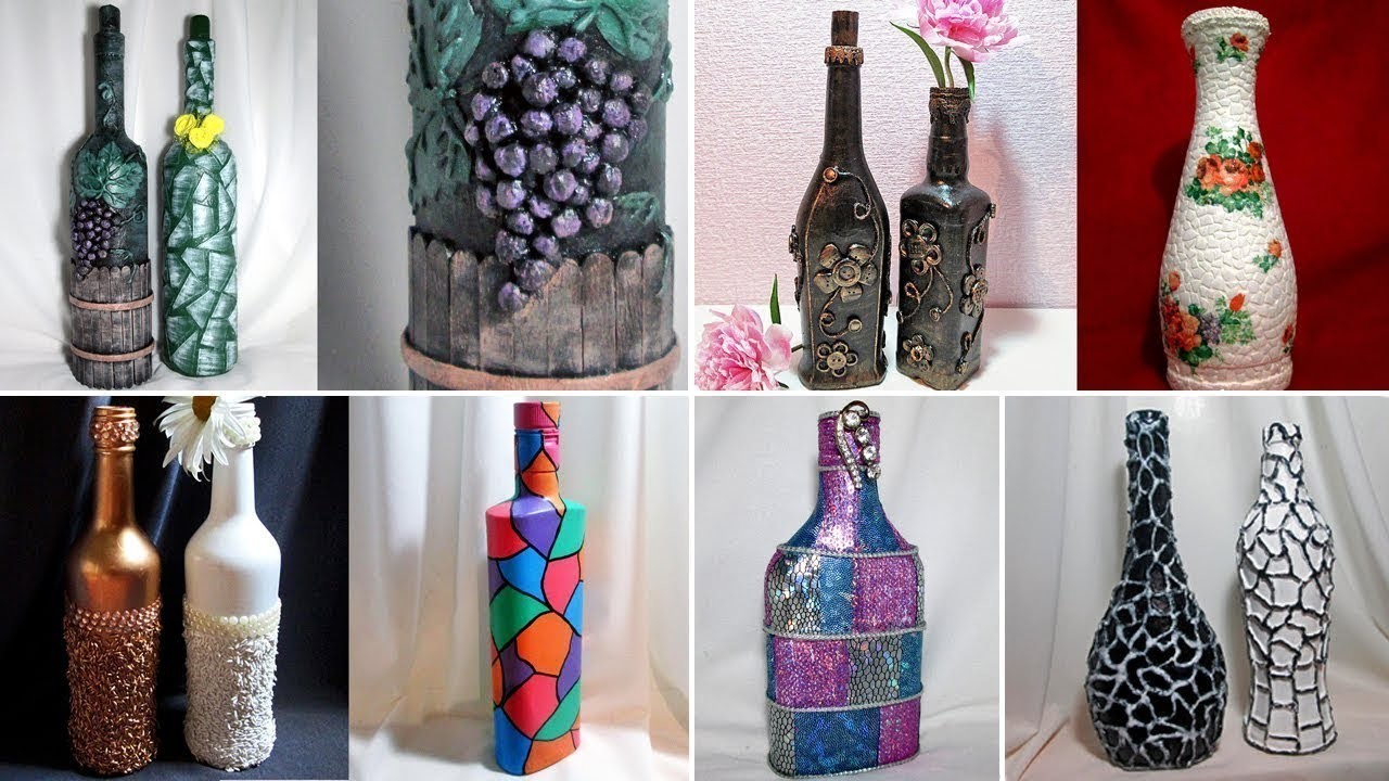 Ideas con botellas de vidrio decoradas.manualidades fácil y rápido