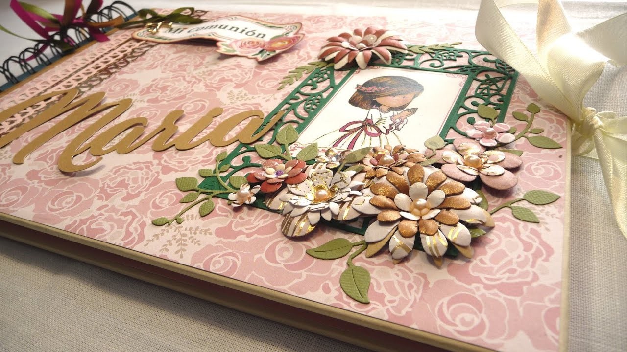 Libro de firmas de comunión personalizado Niña. Álbum comunión scrapbook. Regalo comunión