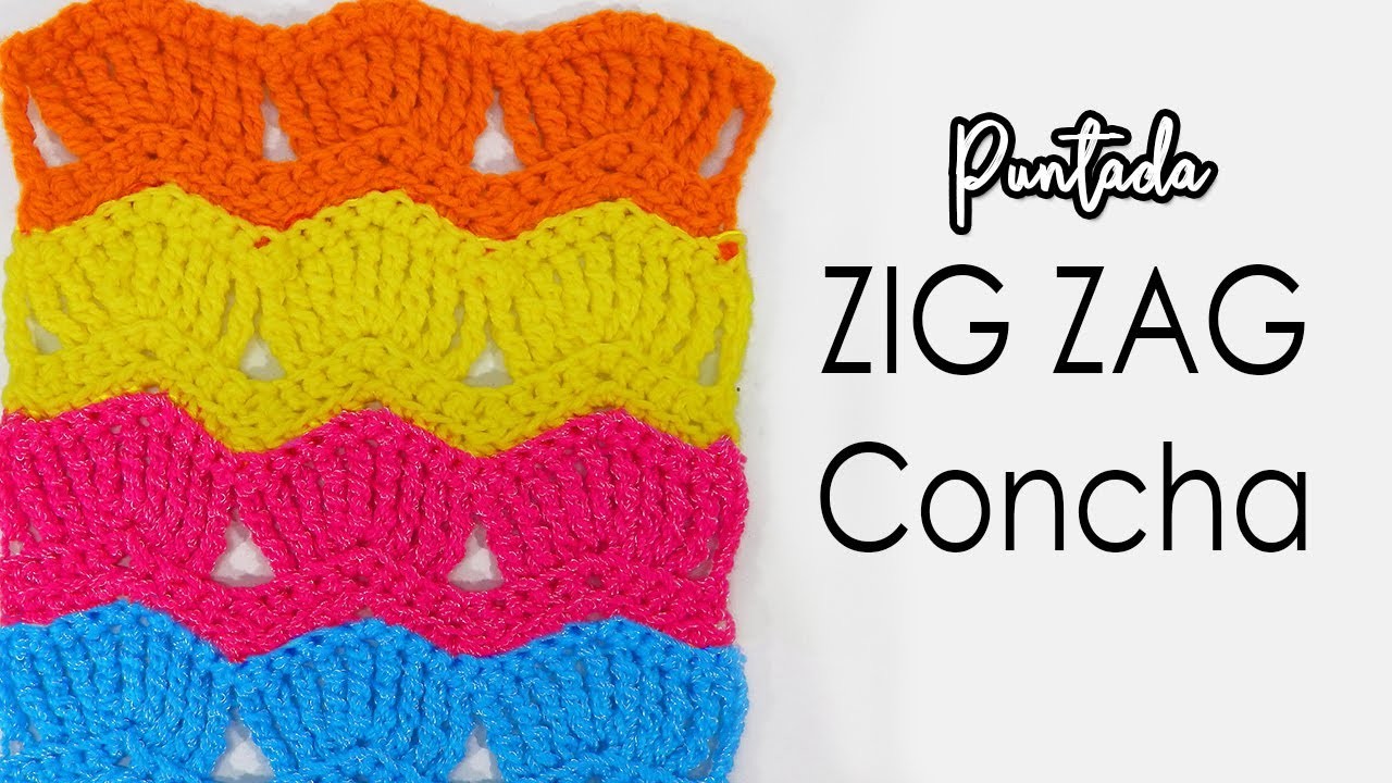 Puntada a Crochet ZIG ZAG con CONCHAS - MODA CROCHET MARITZA