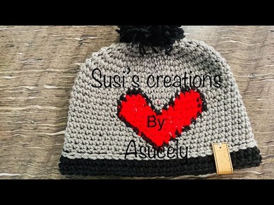 Valentine’s Day Crochet Hat.Gorro en Crochet para el dia del Amor y la Amistad