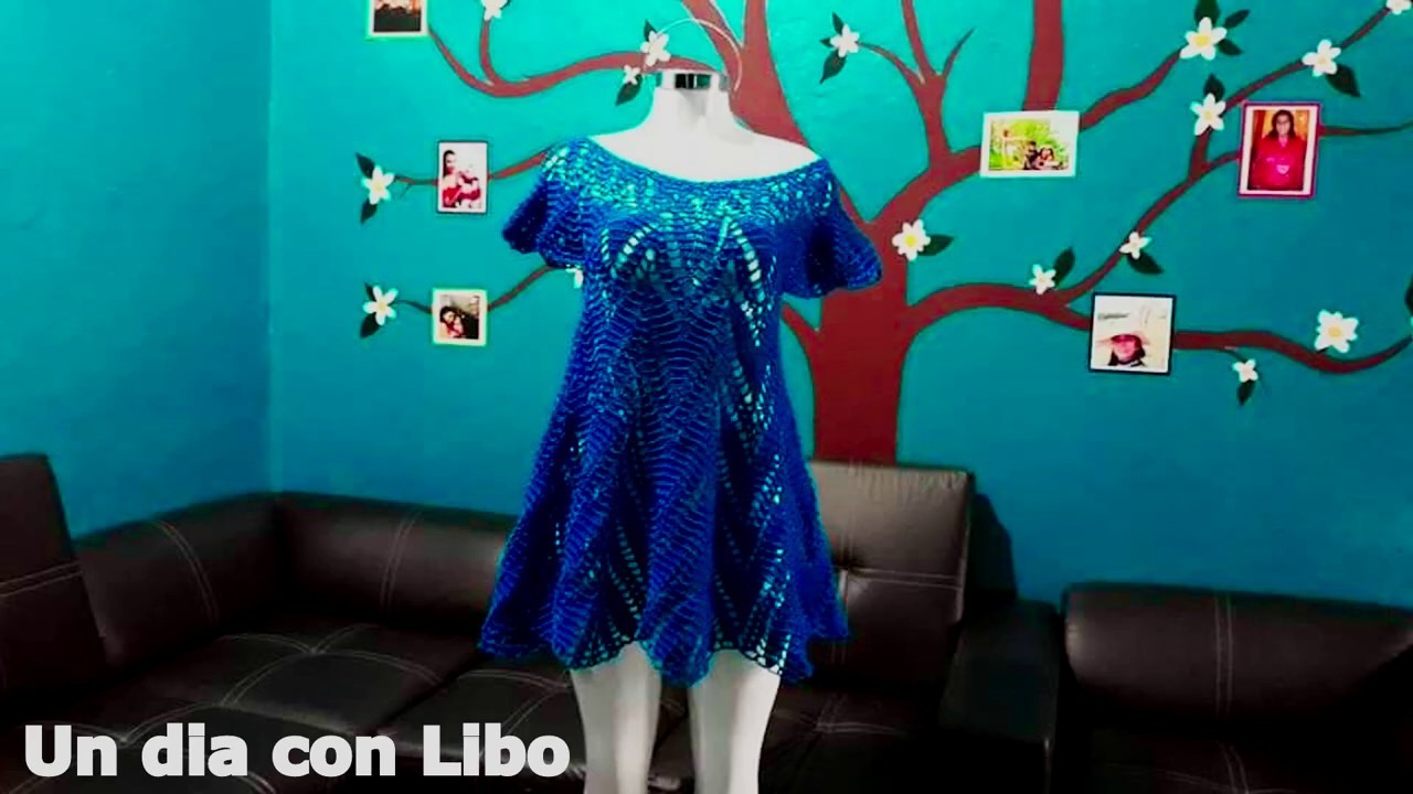 Vestido azul tejido a crochet