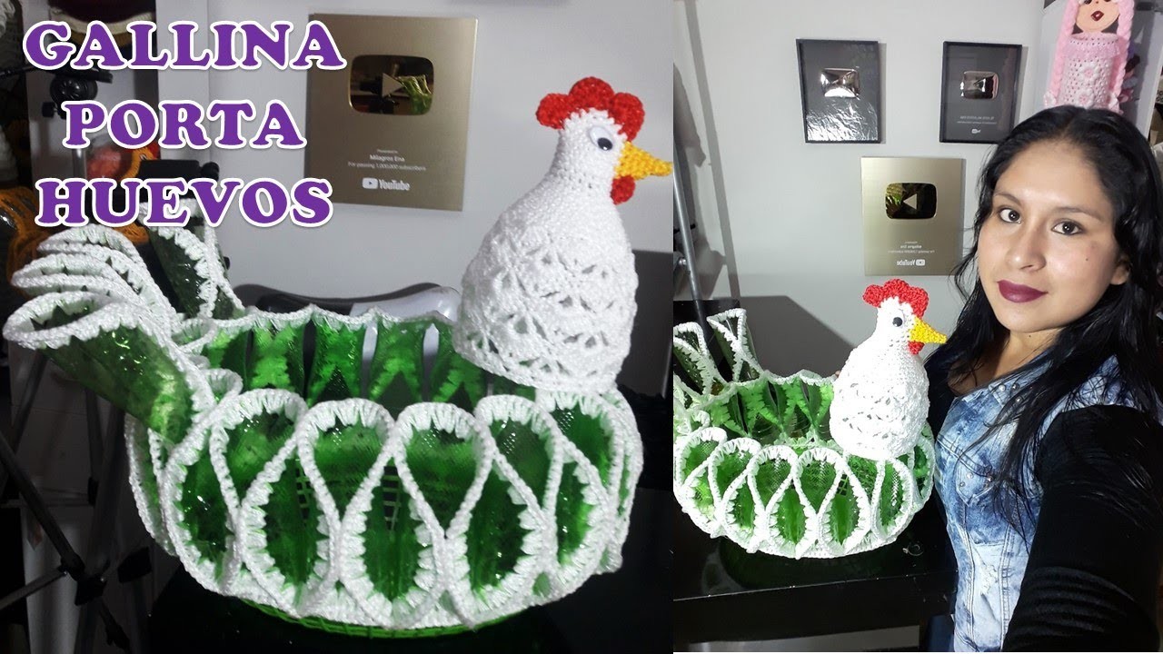 ZURDOS: Gallina Porta Huevos hecho con Botellas y tejido a crochet paso a paso.
