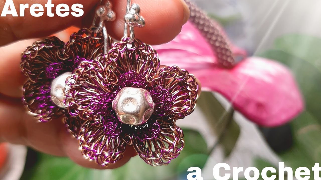 Aretes tejidos a crochet paso a paso utilizando hilos de cobre en forma de Flor de diez pétalos 2020