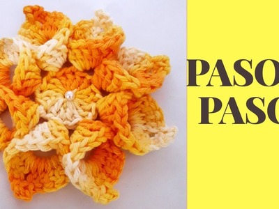 Flor a crochet 3D muy fácil.