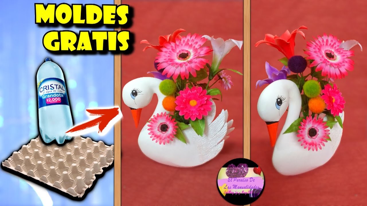 Haz tu propio florero de cisne en falsa cerámica solo con material reciclado (Moldes Gratis) | Epdlm