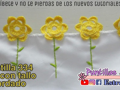Puntilla 334  flores con tallo bordado