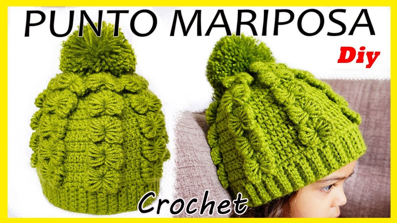 ????Como hacer gorros a Crochet - Ganchillo PASO A PASO | Punto Mariposas | crochet hats