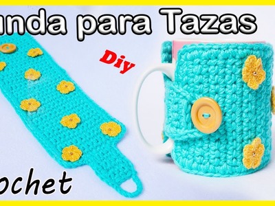 ????Forro o Funda para Tazas | Crochet - Ganchillo | PASO A PASO | VERY EASY crochet mug cozy tutorial