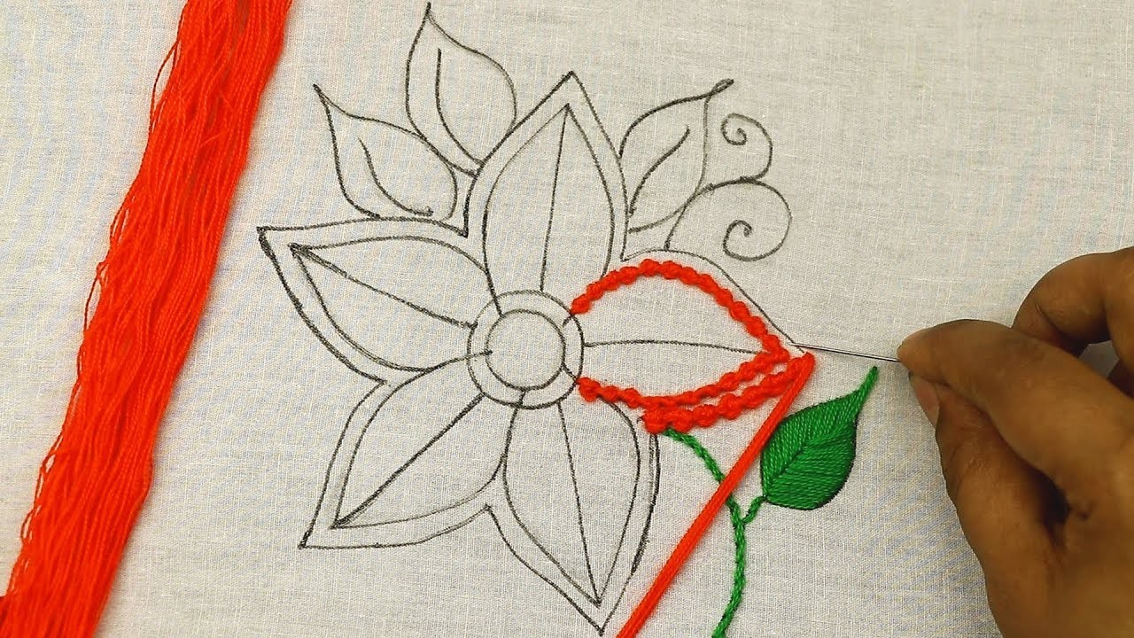 Latest hand embroidery, fantasy flower embroidery design, hand embroidery with fantasy flower stitch