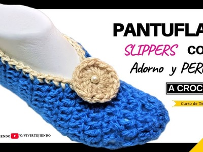 ✅ Moda y Diseño de Zapatos a Crochet ???? Pantuflas Slippers a Ganchillo con Adorno y Perla