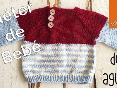 Suéter de Bebé paso a paso, tejido con dos agujas (4 tallas y sin costuras) - Soy Woolly