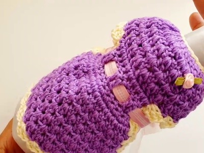 Vestido a crochet para GEL ANTIBACTERIAL - tejido en punto fácil