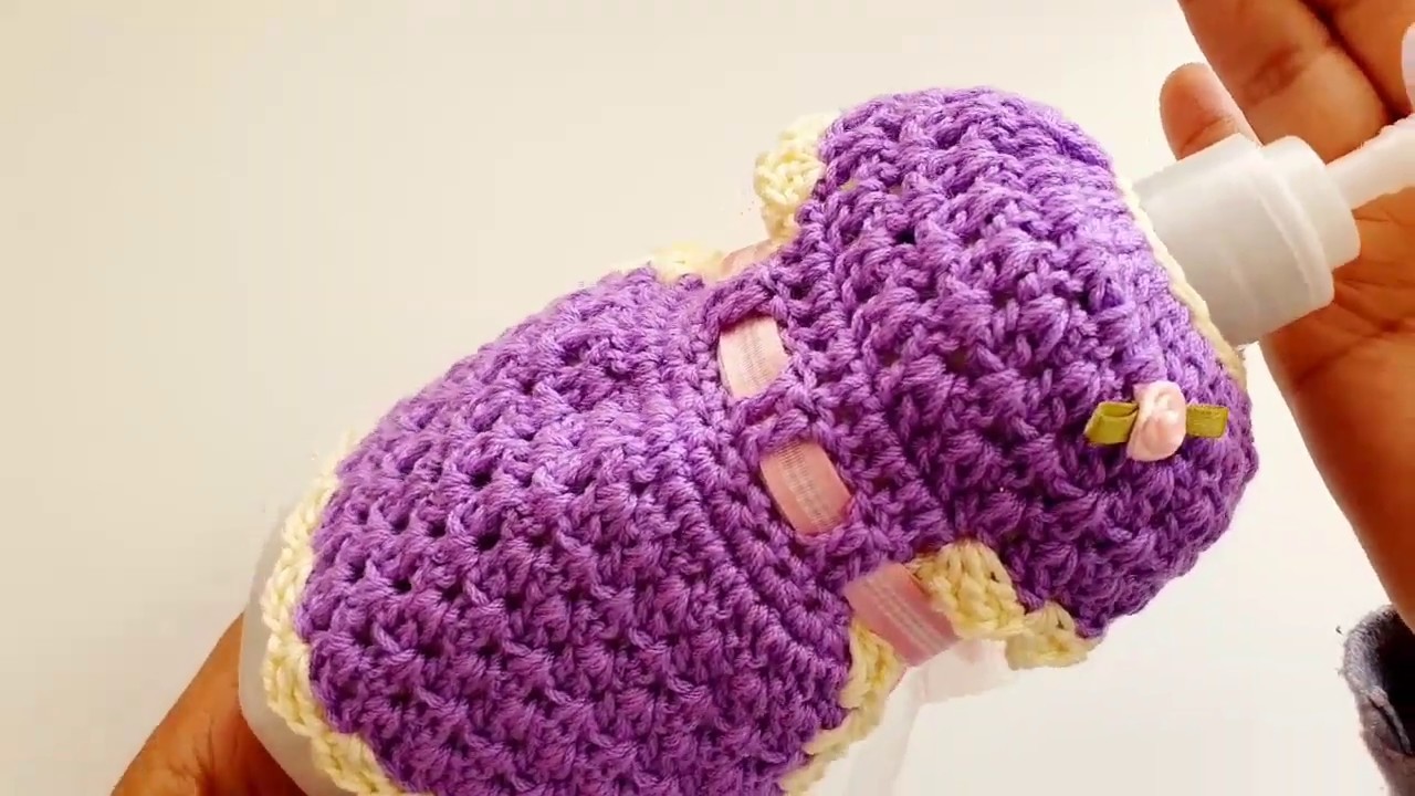 Vestido a crochet para GEL ANTIBACTERIAL - tejido en punto fácil