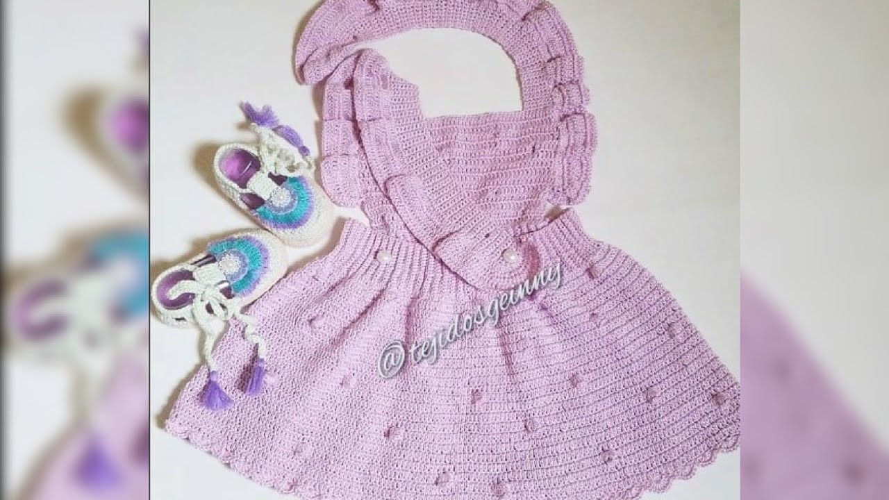 Vestido tejido a crochet para bebés (3- 6)meses