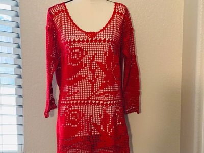 Blusa tejida a crochet color rojo tutorial paso a paso video # 2