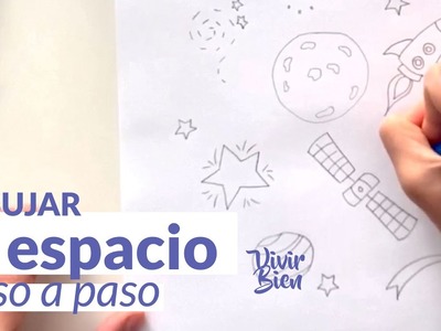 Cómo dibujar el espacio - Paso a paso - Fácil para niños - Para hacer en casa