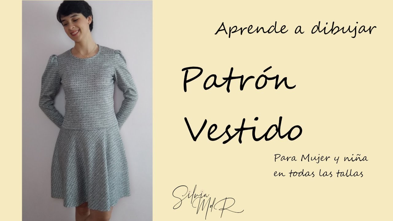 Como dibujar PATRON VESTIDO con manga abullonada.DIY rápido y con tus medidas.Aprende a sacar moldes