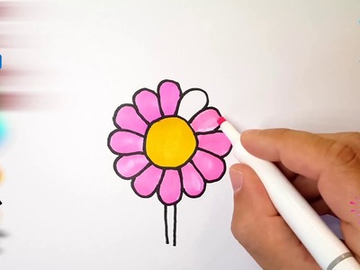 Como dibujar una flor margarita kawaii facil | Dibujos