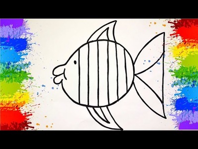 ????Como dibujar y colorear un pez, dibujos para niños