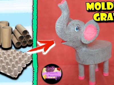 Silla para niños en forma de elefante con cartón y material reciclado paso a paso (Moldes Gratis)