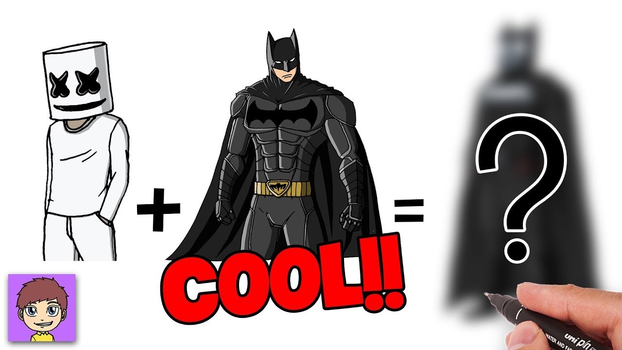 Como Dibujar Marshmello + Batman Paso a Paso - Dibujos para Dibujar
