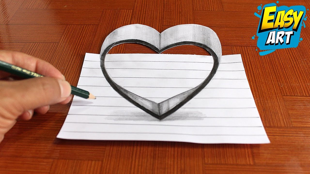 Como Dibujar un CORAZÓN 3D - How to Draw a HEART 3D - Easy Art