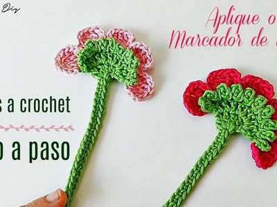 Cómo tejer flore a crochet para marcador de libros o aplique para otros proyectos