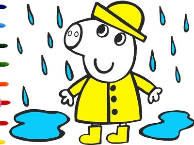 Dibuja y Colorea a Peppa Pig preparada para la lluvia???????? Dibujos animados