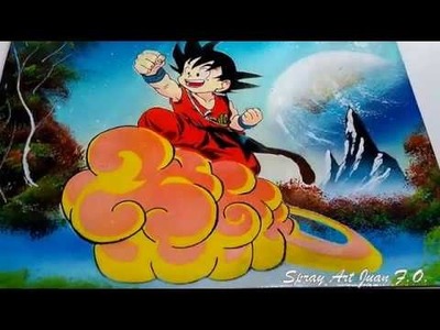 Goku Kid Spray Paint Art - Pintando a Goku en su nube