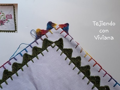 Orilla #76 de Picos Tejida a Crochet para servilleta de recuerdo