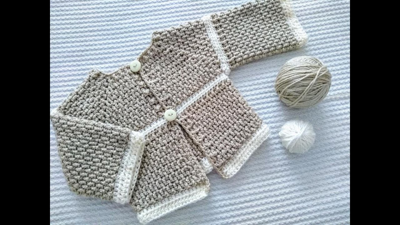 Suéter.Saquito.Jersey a crochet para bebé ¡paso a paso!