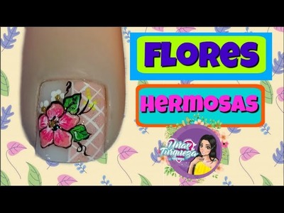 Uñas Turqueza.Diseño de uñas flores FACIL ♥Easy flower Nail art