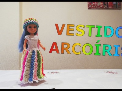Vestido Arcoíris a crochet para muñeca Nancy
