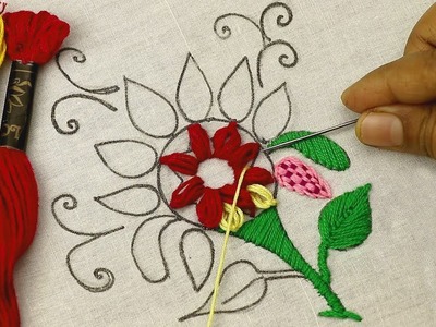 Bordado Fantasía Flor : Dibujo único (Puntada a cuadros) ???? Fantasy flower embroidery