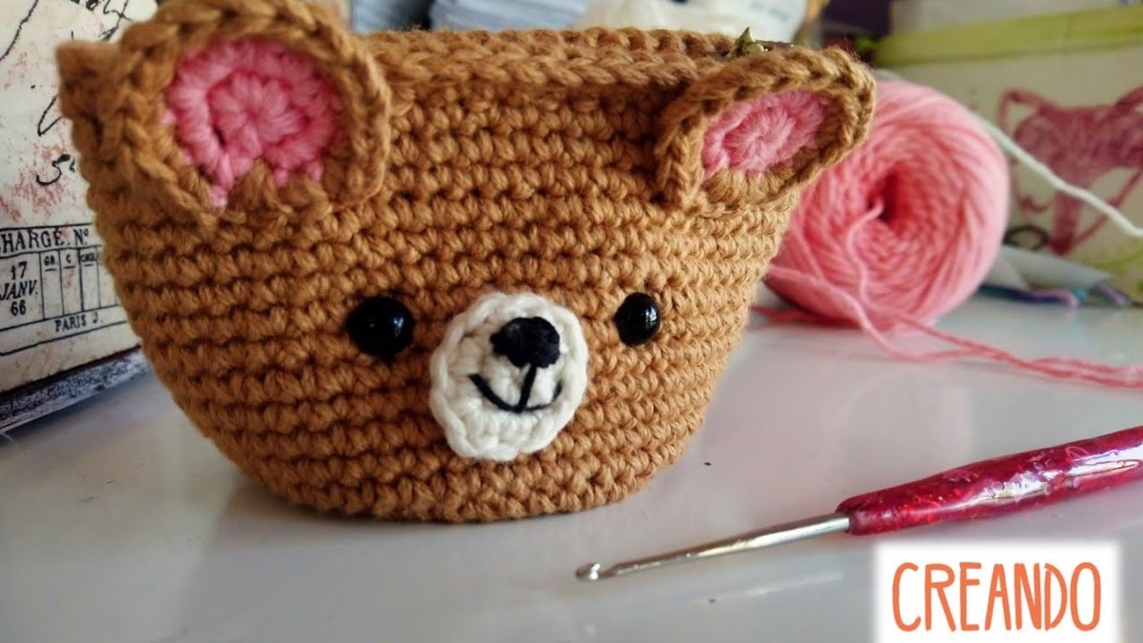 Cómo hacer un monedero de osito tejido a crochet | bolsita de oso kawaii amigurumi paso a paso