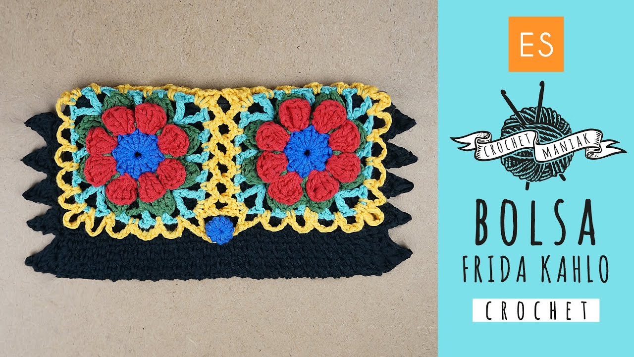 COMO tejer un neceser o bolsita a crochet estilo mexicano inspirado por Frida Kahlo muy facile y rap