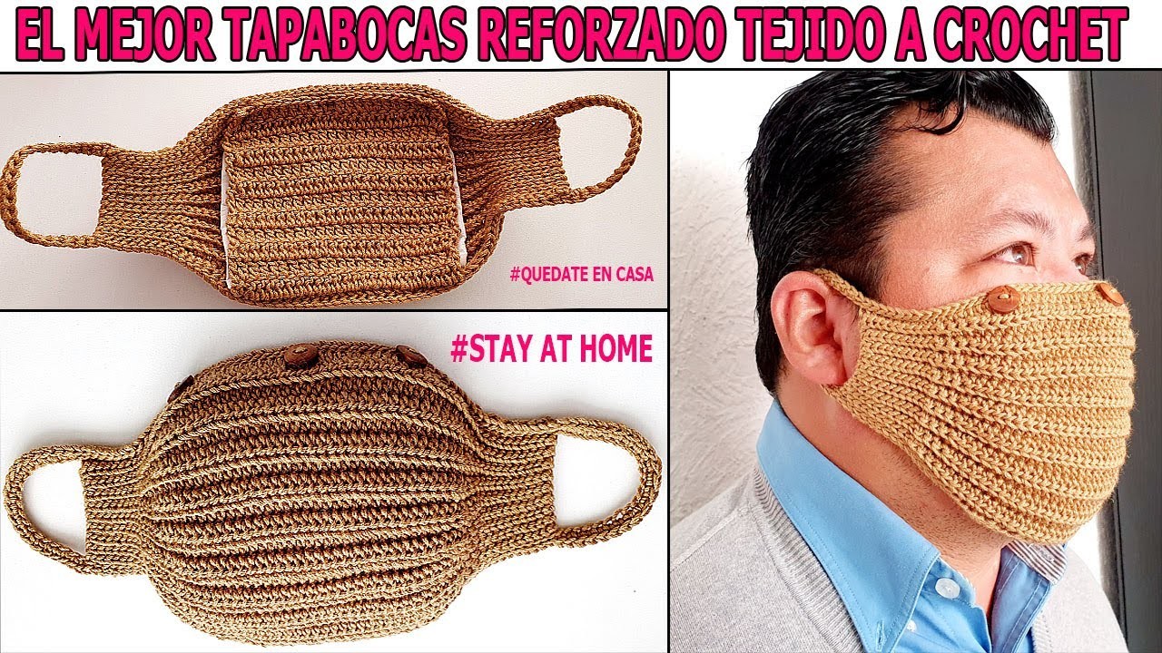 CUBRE BOCAS A CROCHET - para HOMBRE  - punto deslizado, punto bajo, medio punto a crochet