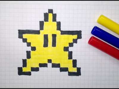 Dibujar y Pintar Estrella de Mario en Pixel Art