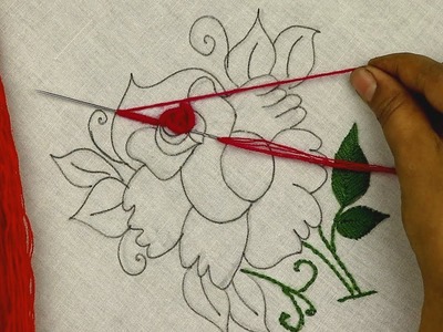 Hand embroidery, rose flower embroidery design ???????? Bordado fantasía : Rosa (Fácil)