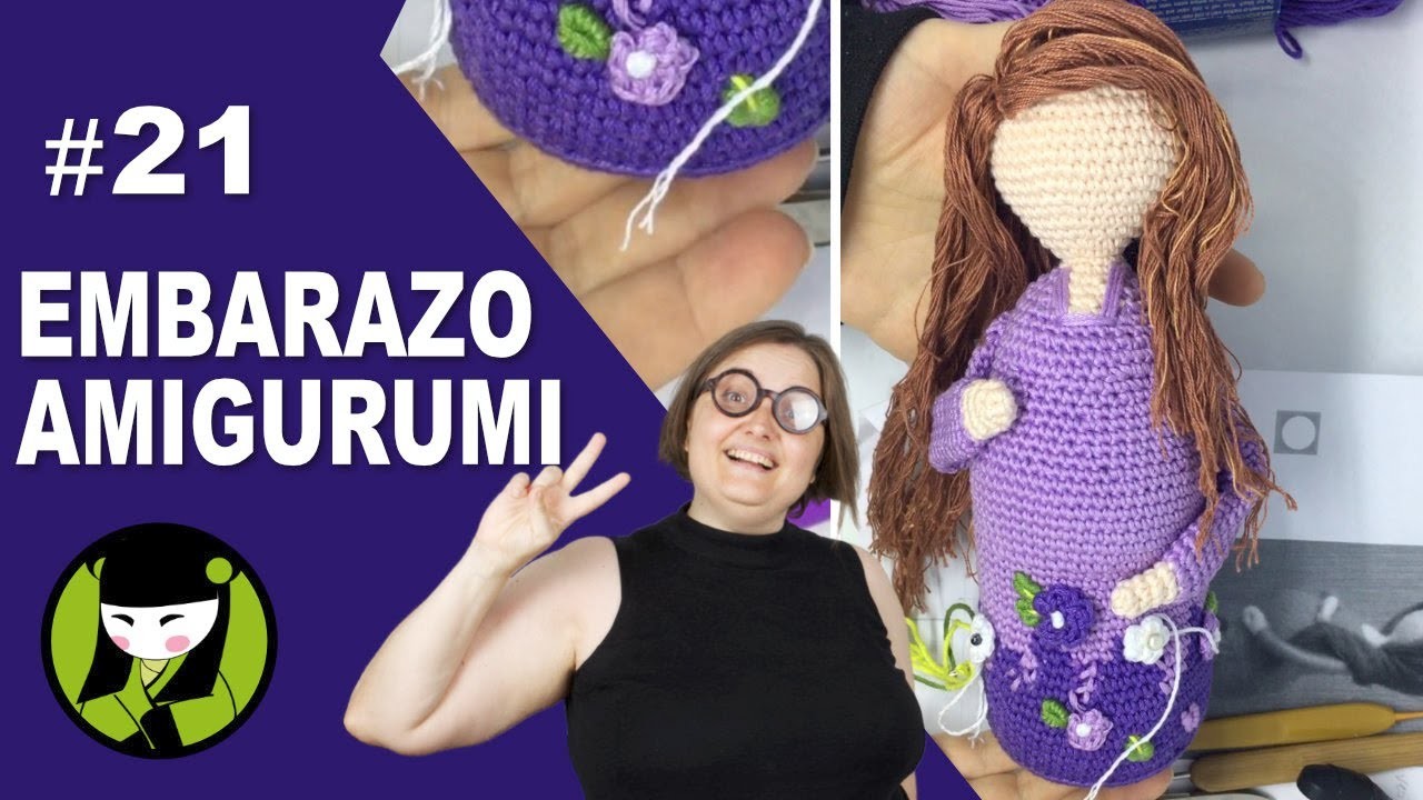 MUJER EMBARAZADA AMIGURUMI 21 bordados y acabados a crochet