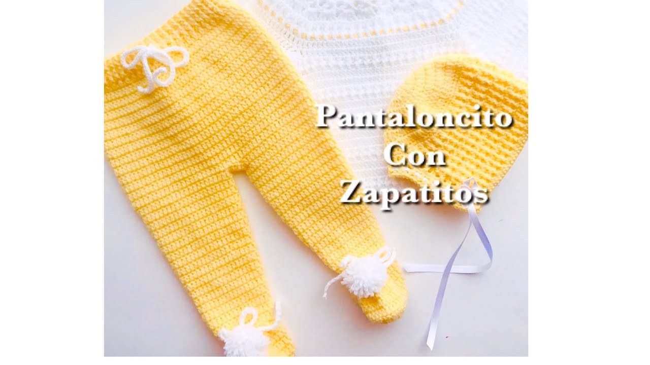 Pantaloncito a crochet con zapatitos para bebe recién nacido paso a paso. Pantalón a crochet 0-3M