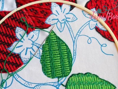 46. Bordado Fantasía Hoja 4. Hand Embroidery leaf. Fantasy Stitch