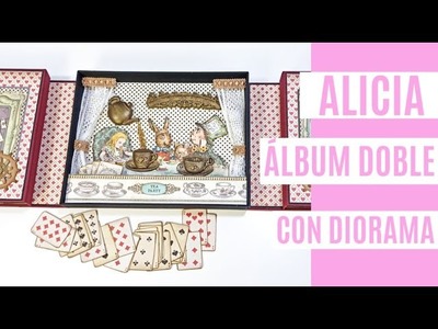 Álbum doble con diorama "Alice" de Stamperia (Segunda parte) | Encuadernación #26