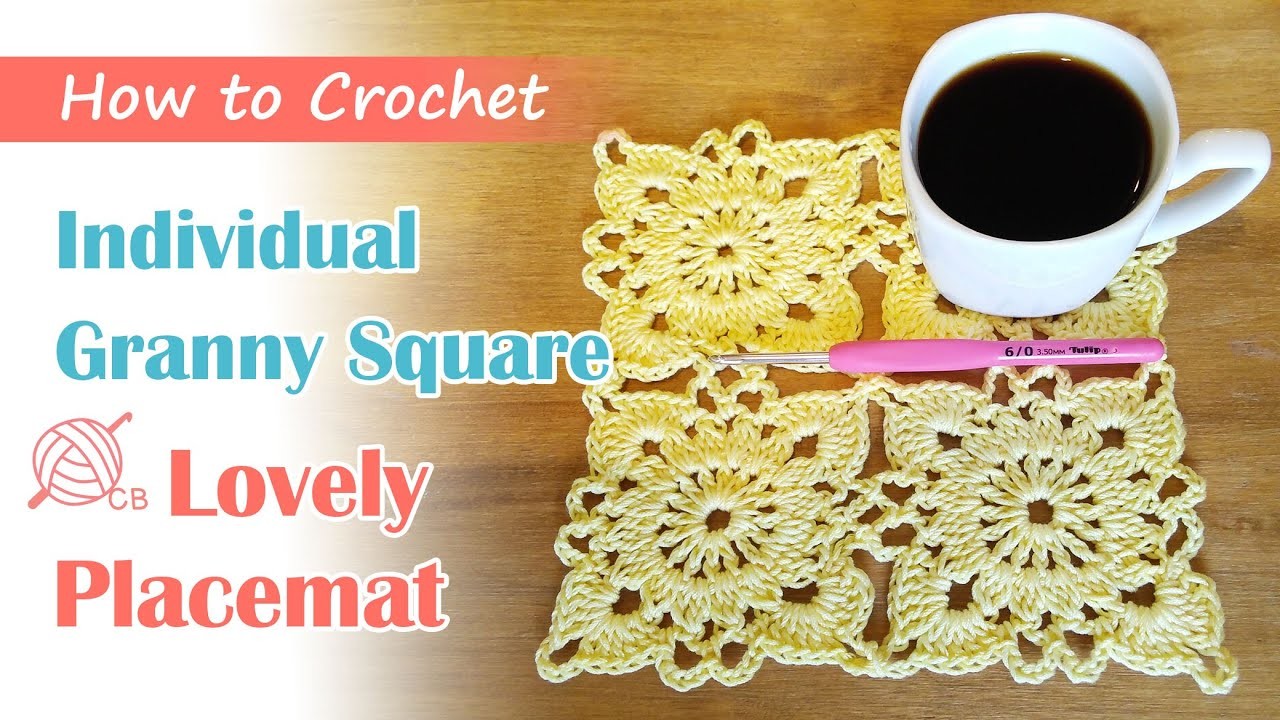 [ENG Sub] Easy Placemat - Individual Granny Square - How to crochet Coaster -Carpeta Tapete