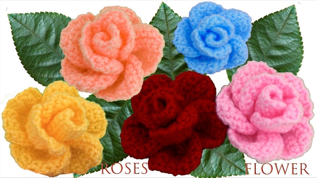 Flores rosas de colores Primavera 3D a Crochet paso a paso #QuédateEnCasayTejeConmigo