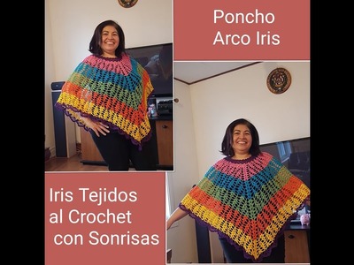 Poncho Arco Iris a crochet de mi creatividad