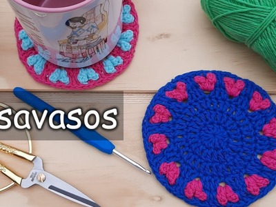 Posavasos de corazón a Crochet ❤