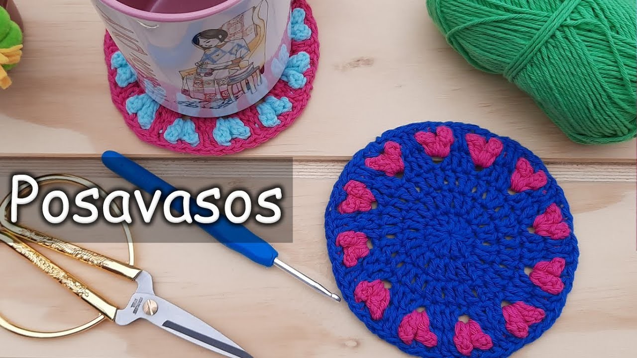 Posavasos de corazón a Crochet ❤