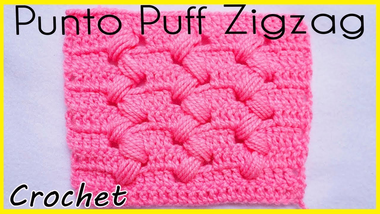 ????Puntada de Crochet: Punto Puff Zigzag | HOW TO CROCHET: Puff zigzag| (Para Gorros, Mantas, Cuellos)