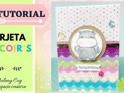 Tutorial Tarjeta Arcoiris con perforador de borde - Scrapbooking